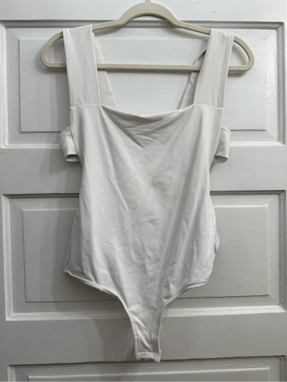 Free People Ivory Square Neck Bodysuit with Wide Straps